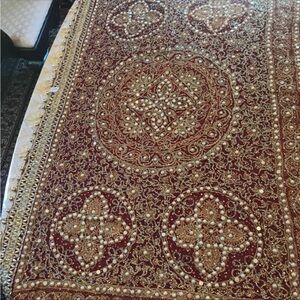 Intricate Red and Gold Embroidered Saree from India